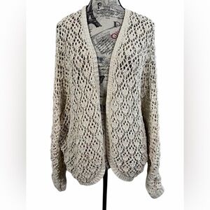 Artelier Nicole Miller Crochet Cream Open Knit Cardigan Size M Boho Chic